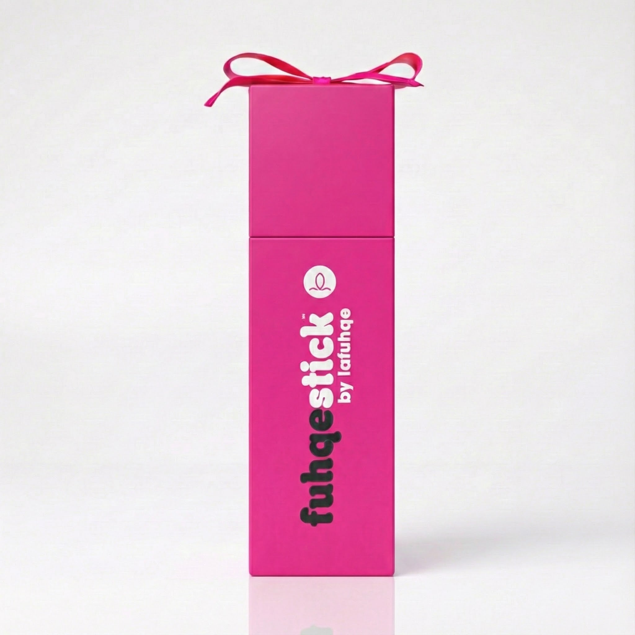 Pink packaging box with 'fuhqestick by lafuhqe' branding on a white background