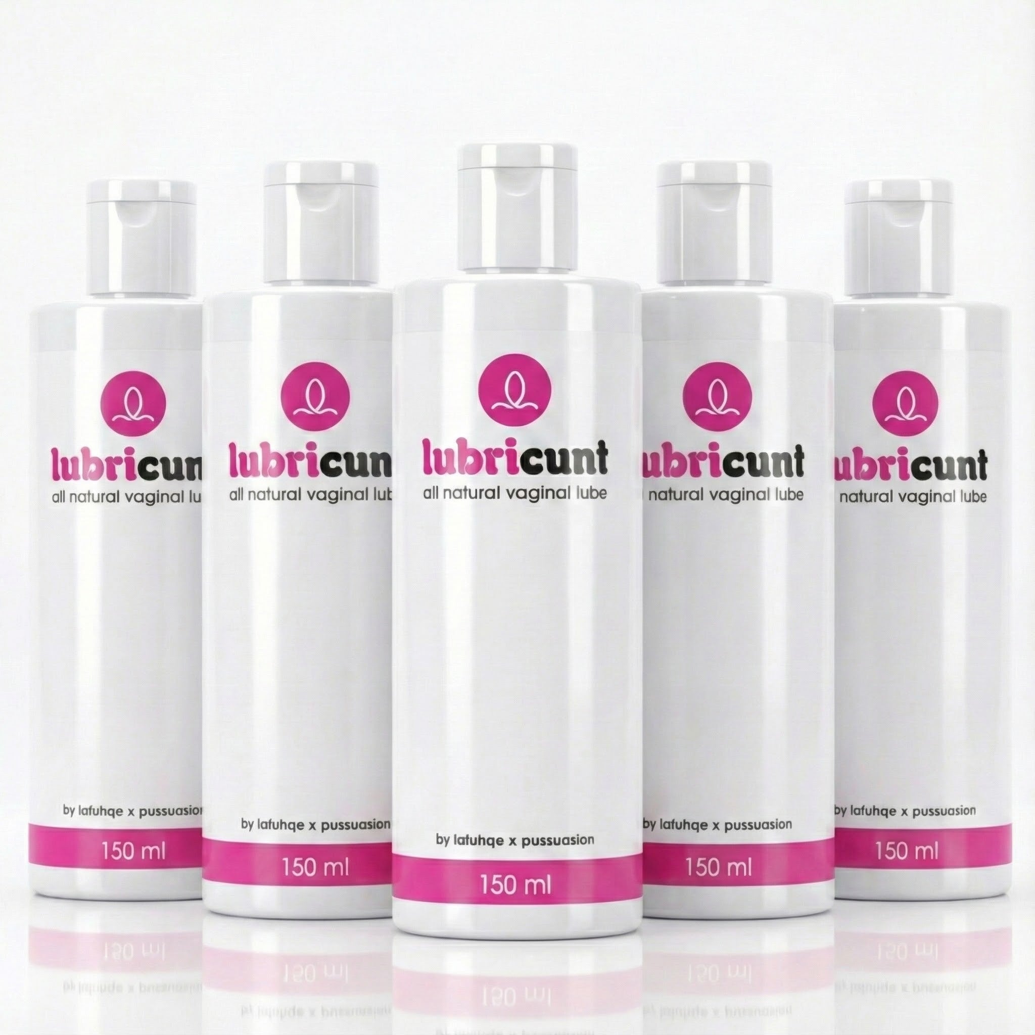 Multiple bottles of Lubricunt on a white background