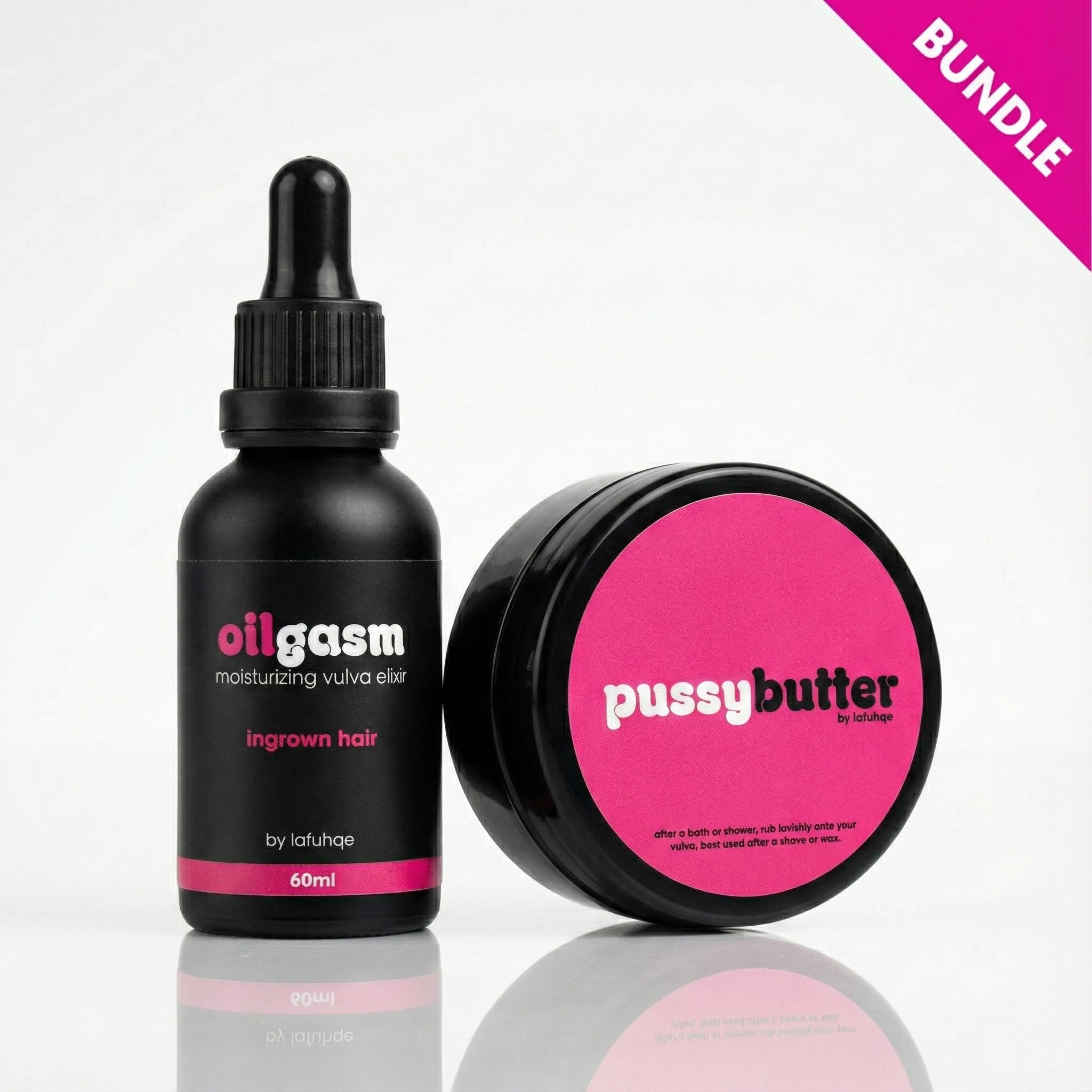 Oligasm and Pussy Butter products on a white background with 'BUNDLE' text.