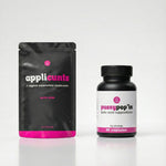 Two products, 'applicunts' and 'pussypop'in', on a white background.